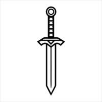 Sword icon line and black vector