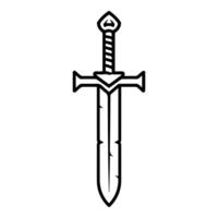 A black and white drawing of a sword vector