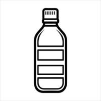 A bottle of water is shown in a line drawing vector
