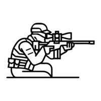 A man with a rifle is aiming at a target vector