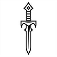 A black and white drawing of a sword vector