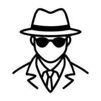 A man in a hat and sunglasses is shown in a black and white line drawing vector