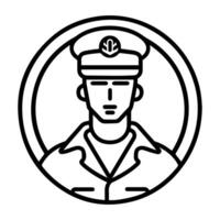 A black and white line drawing of a man in a uniform vector