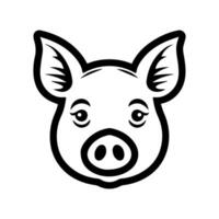 A black and white pig head icon on a white background vector