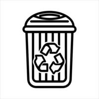 A black and white illustration of a trash can vector