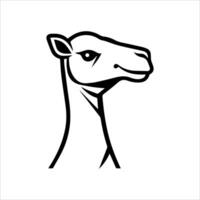 A camel head is shown in a black and white drawing vector