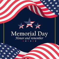 Memorial Day stars and American flags with text vector