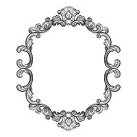 Hand drawing vintage frame baroque style. Sketch of ornate design element. Isolated engraving illustration. Old fashioned vignette engraving ornament. For decoration, print and design. vector