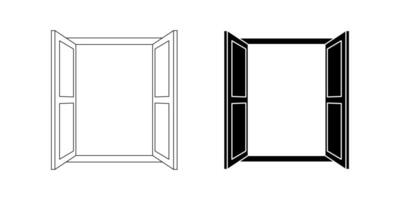 open window icon set isolated on white background vector