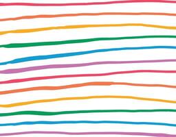 Hand-drawn horizontal textured stripes in rainbow colors. Playful and whimsical background. vector