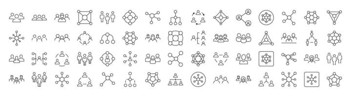 Bundle of Line Icons of Company and Staff. Editable Stroke. Minimalistic Linear Pictogram for Design of Cards, Apps, Banners, Posts vector