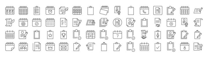 Documents, Clipboard, Calendar Line Icon Collection. Editable Stroke. Perfect for Infographics, Articles, Books, Flyers, Banners vector