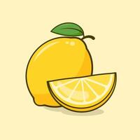 Lemon cartoon illustration. Suitable for design element of tropical fruit. Lime slice graphic resources. vector