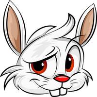 Angry Rabbit Head with Bold Red Features, illustration vector