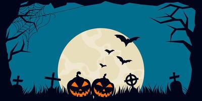 Flat design hand drawn halloween cemecery spooky frame background vector