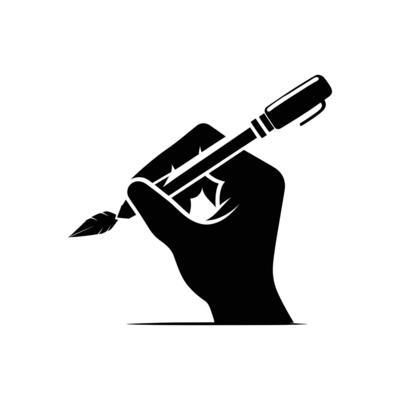 Hand Holding Fountain Pen Silhouette Stylish Icon for Writing, Drawing, or Creativity