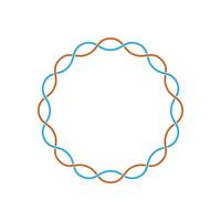 circular frame with overlapping two color wavy lines on white background illustration vector