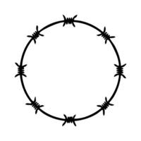 Round frame with barb wire on white background illustration. vector