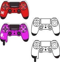 four controllers with different colors and designs vector