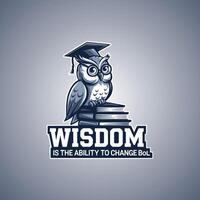 an owl wearing a graduation cap sits on top of a stack of books vector