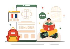 E-Learning Language Courses and Training Programs Illustration for Online Study vector