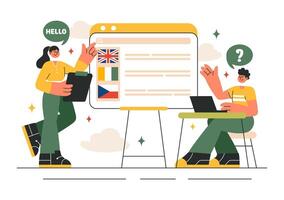 Language Learning Courses and Study Abroad Programs Illustration with Flat Style vector