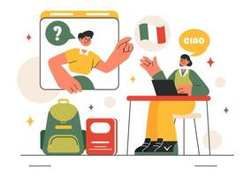 Illustration of Online Language Classes, Courses, and Foreign Language Study Programs vector