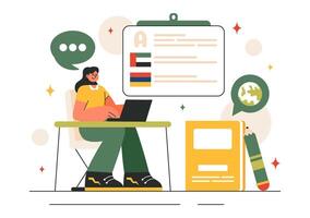 Online Language Classes and Study Abroad Programs Illustration in Flat Style vector