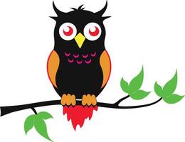 Majestic owl perched on a branch with its feathers blending into the night vector