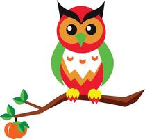 A wise owl resting on a branch its sharp eyes scanning the peaceful night vector