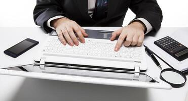 human fingers on the notebook keyboard 3 photo