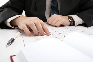 man is looking for information in the calendar photo