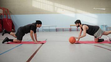 Boys Do Coordination And Balance Exercises With Basketball video