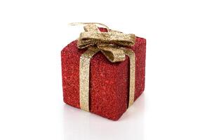 Artificial red gift box photo