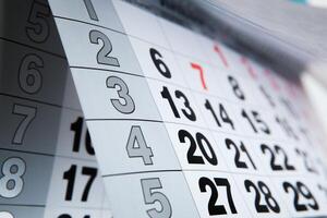 wall calendar calendar with the number of days photo