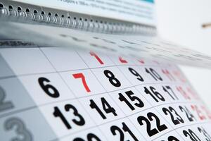 wall calendar calendar with the number of days photo