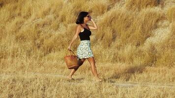 Woman Walking In Harmony With The Nature video