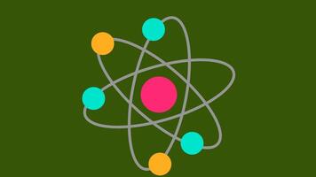 Atomic Model Molecule nuclear reaction quantum physics Electrons and Orbit Paths Representing Basic Concepts of Chemistry and Physics in Modern Science and Education. Atom Green screen animation. video