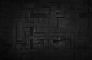 Black Bamboo Weave Pattern on Rattan Mat - Textured Background for Design photo