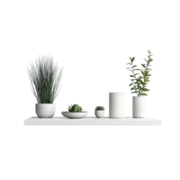 Simple Serenity A White Shelf Adorned with Greenery, Evoking a Sense of Calm and Tranquility. png