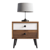 Sleek Modern Bedside Table with Lamp The Perfect Blend of Style and Function png