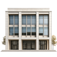 A Sleek Modern Office Building with Large Windows and Minimalist Design. The Stone Facade and Glass Panels Create a Striking Contrast. png