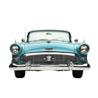 A Gleaming Classic A Teal 1950s Convertible, Front View, Radiating Nostalgia and Timeless Style. png