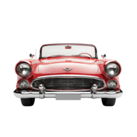 A timeless classic, this crimson convertible stands ready for the open road. Its gleaming chrome and iconic design capture the spirit of a bygone era. png
