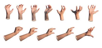 Kids hand gestures showing size from big to small, holding, grabbing. isolated on white background photo