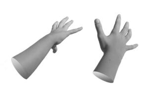 Kids hand in virtual reality VR perspective, reaching out with open palm as if grabbing or catching photo