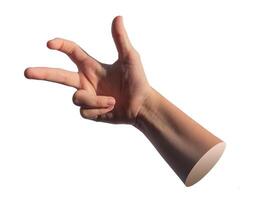 Abstract quirky hand gesture, whimsical and funny expression. Isolated on white background photo