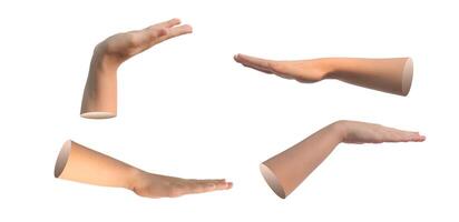 Hand gesture measurement and limitation. Kid showing limit, boundary sign with flat palm, set photo