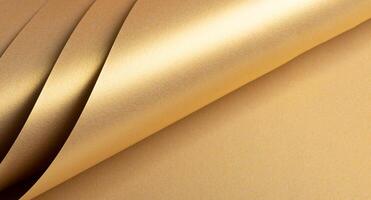 Golden color paper background, smooth glowing shining gold metal texture, bent sheets photo