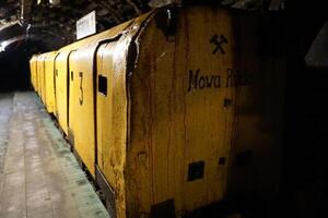 Nowa Ruda, Poland - August 4th, 2024 - Mining transportation carts photo